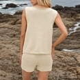 thumbnail image 5 of Oplxuo Womens Open Front Button Crochet Knit Vests Sets 2 Piece Sleeveless Summer Tank Top and Shorts Cute Lounge Sleepwear, 5 of 7