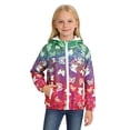thumbnail image 5 of CAIVO Little Girls Butterfly Print Hooded Wind Jacket Lightweight Waterproof Elastic Cuff Zipper Pockets Long Sleeve Kids Windproof Rain Outerwear Casual Coats Classic Dailywear, 5 of 6