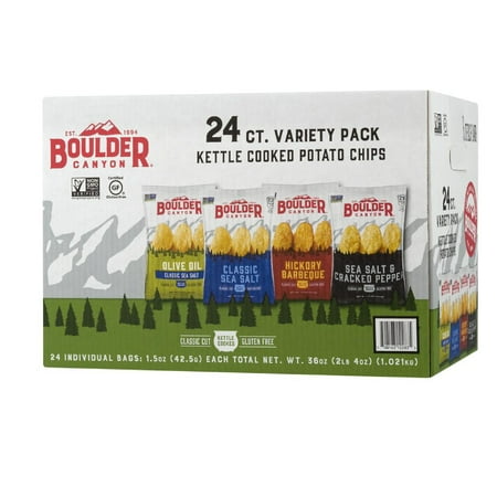 Boulder Canyon Kettle Cooked Potato Chips Variety Pack, 24