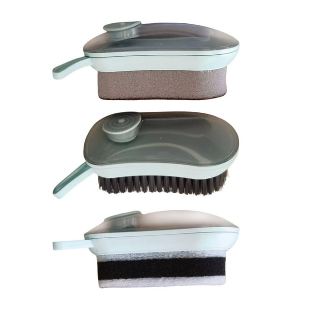 Cepillo para platos con dispensador de jabón, 3 unidades, duradero, multiusos para azulejos.
