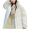 thumbnail image 7 of BRGZLK Women Waterproof Parka Jacket Trendy Coat Removable Hooded Winter Jacket Cotton Padded Warm Maxi Puffer Coat Lady Long Coats Parka Jacket with Pockets for Winter Outgoing Holiday, 7 of 7