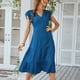 thumbnail image 1 of Vestido a media pierna con cuello en V para mujer Vestido a media pierna con cuello en V informal de múltiples capas con volantes Línea elegante y transpirable para eventosazul S Ccdes No se aplica, 1 of 6