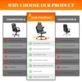 thumbnail image 3 of GASEE Leather Office Chair, Big and Tall Office Chair 400LBS Wide Seat Ergonomic Computer Desk Chair High Back Executive Leather Chair Adjustable Task Chair Lumbar Back with 1-Year Warranty, Grey, 3 of 12