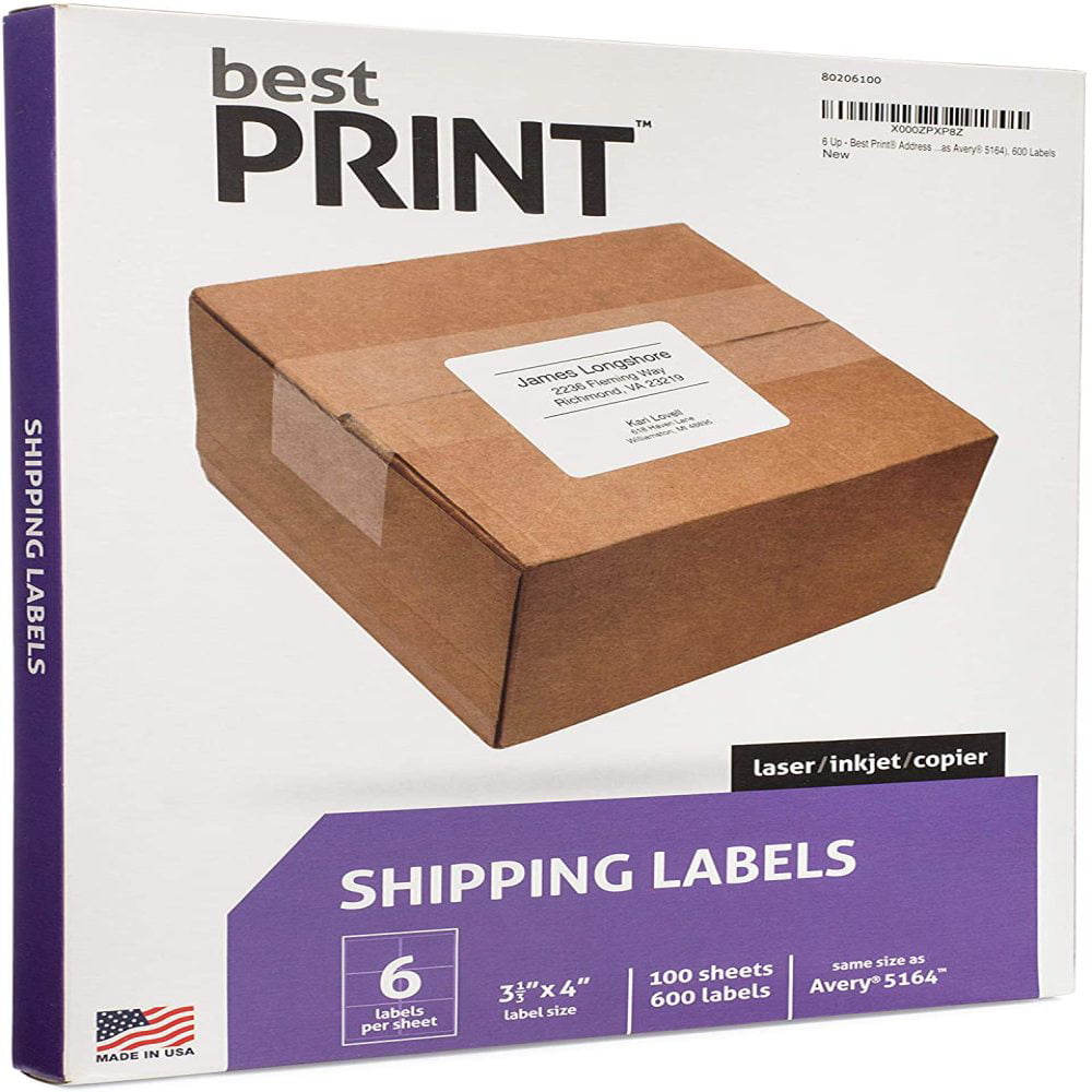 Amazon FBA Labels /6 Per Sheet 6UP 4"x3.33" FULL SHEET Shipping Address 