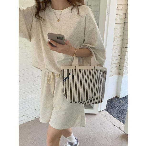 Conjunto de Pijama de dos piezas para mujer, ropa de dormir de estilo coreano, pantalones cortos, ropa de estar por casa con bolsillo, traje de noche holgado, 2023