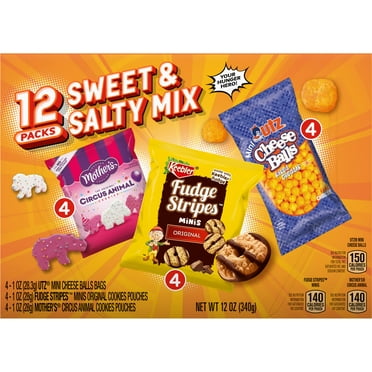 Keebler Sweet & Salty Mix, Keebler Fudge Stripes, Mother's Circus Animals, Utz Mini Cheese Balls, 1 Oz. (Pack of 12)RDC32