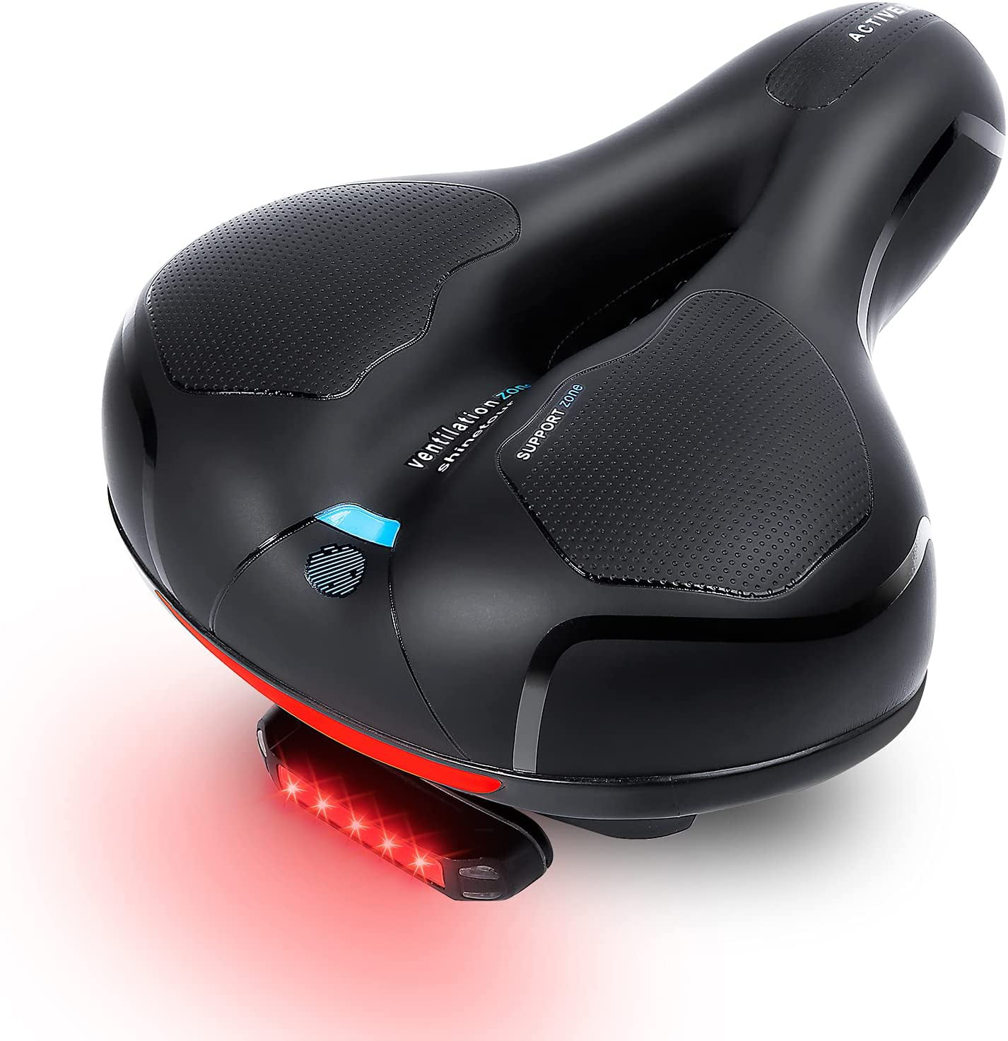 Bike Seat Bicycle Seat for Men and Women, Bike Saddle Bicycle Seat Cushion with Reflect Taillight, Wide and Comfortable, Universal Fit, Comes with Mounting Wrench and Protection Seat Cover 