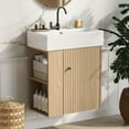 thumbnail image 1 of HMSHA 21.6 inch Modern Floating Bathroom Vanity with Ceramic Basin - Perfect for Small Bathrooms,Left side storage, 1 of 12