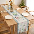 thumbnail image 3 of Table Runner 108 Inches Long for Kitchen Dining, Easter Dresser Scarf Farmhouse, Dining Table Decorations for Wedding/Parties, Spring Gnomes Flowers Rabbit Eggs Blue Check 13 x 108 In, 3 of 8