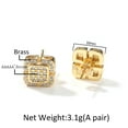 thumbnail image 3 of Leander Gold Silver 11mm Square CZ Stud Earrings of Mens aretes para hombre, 3 of 5