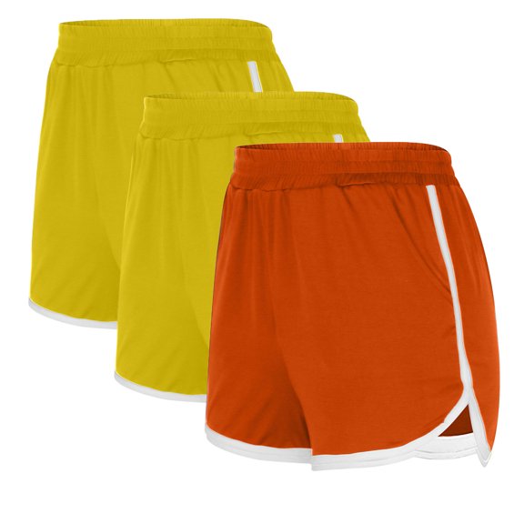 3PCS Flexible Training Shorts Solid Color Shorts For Casual Loose Comfy Elastic Waist Yoga Athletic Short Pants Trendy Beach Shorts on Clearance,Multicolor L