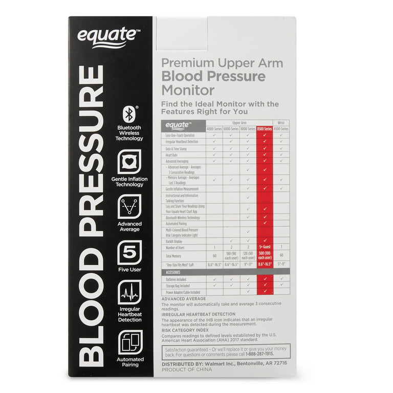 Equate 4000 Series Upper Arm Blood Pressure Monitor 