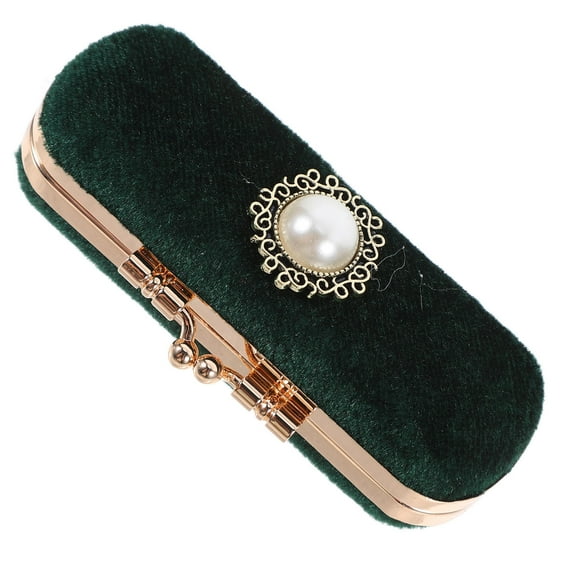 Milisten Green Lipstick Organizer Case with Retro Clamp for Lipstick and Lip Gloss Storage