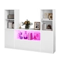 thumbnail image 4 of Uforic 4-Tier U-Shaped Bookcase, Castle Bookshelf with Cabinet &LED Light, Cube Storage Organizer, White, 4 of 10