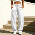 thumbnail image 3 of Evdexr Sweatpants for Women Solid Drawstring Elastic Waist Joggers Barrel Baggy Wide Leg Fit Pants Trendy Stylish Lounge Trousers with Pockets White L, 3 of 6