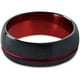 Tungsten Wedding Band Ring 8mm for Men Women Red Black Domed Brushed Polished Offset Line Lifetime Guarantee – image 2 sur 4