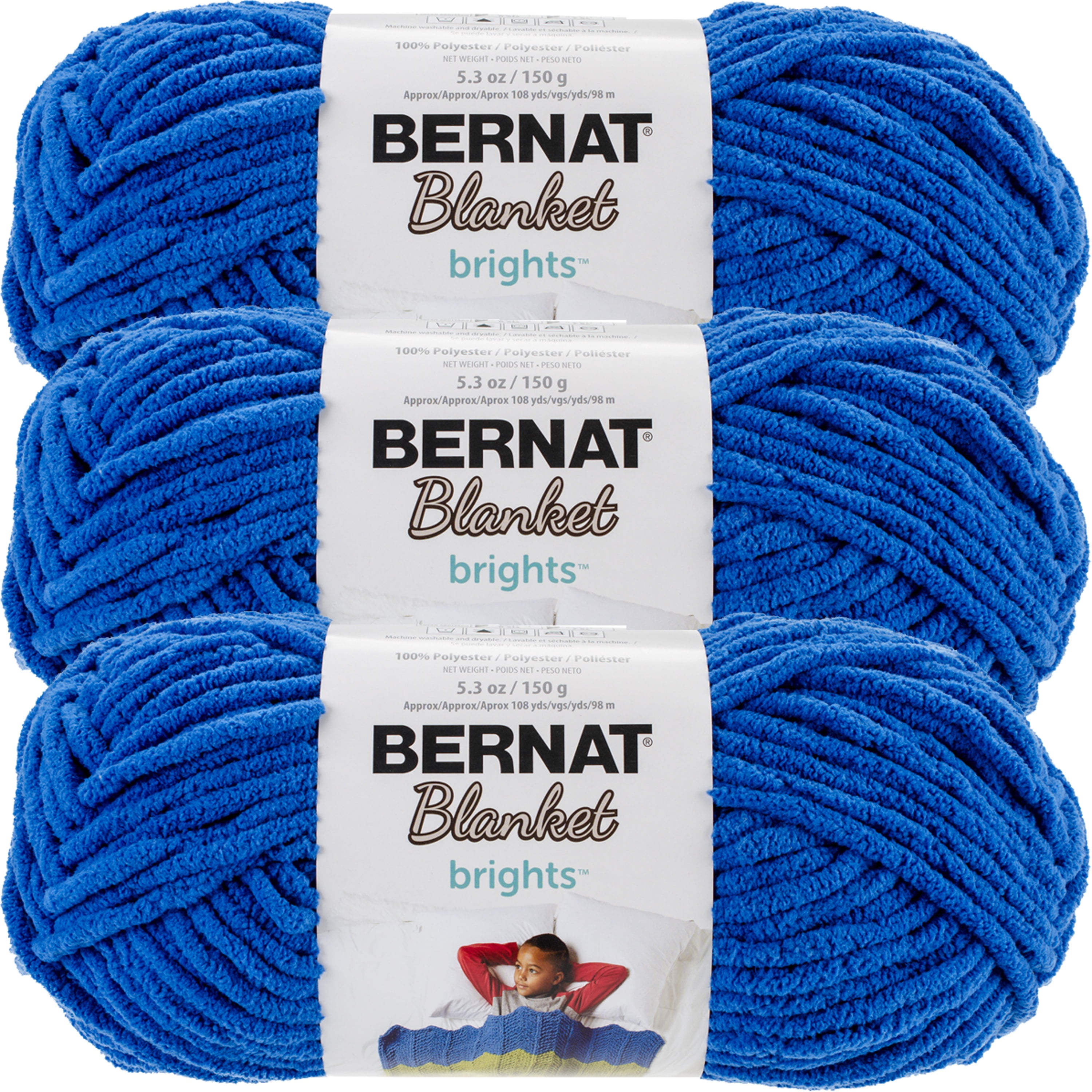 Bernat Blanket Brights YarnRoyal Blue, Multipack Of 3