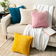 thumbnail image 6 of PAVILIA Fluffy Teal Blue Throw Pillow Covers, Decorative Accent Pillow Cases for Bed Sofa Couch, Soft Faux Fur Cushion Cover, Square Sherpa Pillowcases, Home Room Decor, Teal, 20x20 Set of 2, 6 of 9