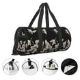 thumbnail image 5 of Xecao Japanese White Crane print Round Travel Duffel Bag is a foldable gym bag with an inner pocket, perfect for travel sports, 5 of 8