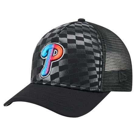 Men's New Era Black Philadelphia Phillies Gradient 9FORTY A-Frame M-Crown Trucker Adjustable Hat