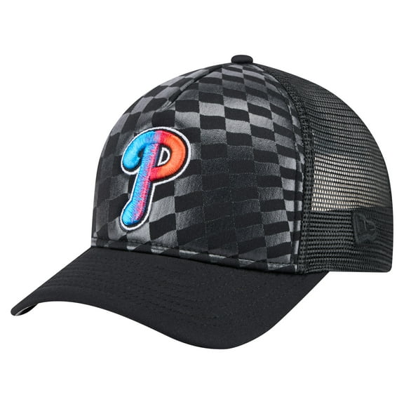 Men's New Era Black Philadelphia Phillies Gradient 9FORTY A-Frame M-Crown Trucker Adjustable Hat