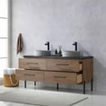 thumbnail image 4 of Trento 60" Double Sink Bath Vanity in North American Oak w/ Black Sintered Stone, 4 of 12