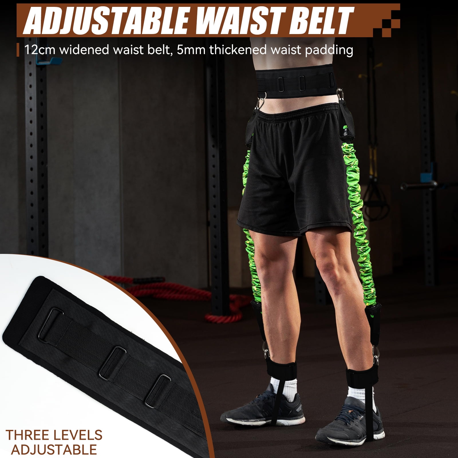 Ueasy Vertical Jumping Trainer with Adjustable Ankle Strap & Belt Horizontal Workout Equipment Leg Resistance Bands for Basketball Football Volleyball Training Equipment