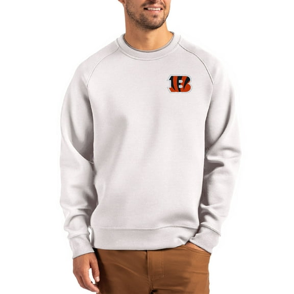 Men's Cutter & Buck Gray Cincinnati Bengals Primary Logo Roam Recycled Raglan Pullover Sweatshirt