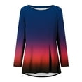 thumbnail image 4 of IROINID Tunique à Prix Réduit pour Femmes Chemise Surdimensionnée Décontractée Manches Longues Col Rond Blouse Ample Imprimé Graphique, Marine, 4 of 5