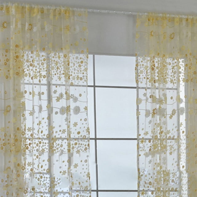 Cortinas de gasa florales, cortinas transparentes, cortinas transparentes de gasa para ventanas, elegantes e innovadoras, diseñadas a medida Jadeshay A