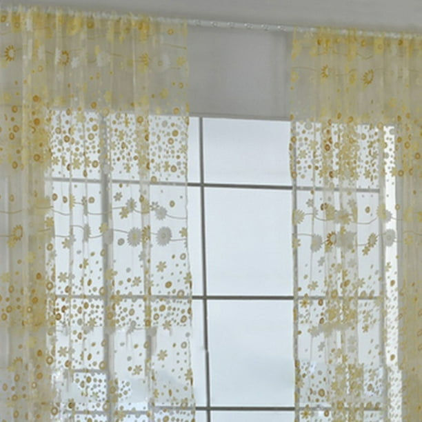 Cortinas de gasa florales, cortinas transparentes, cortinas transparentes de gasa para ventanas, elegantes e innovadoras, diseñadas a medida Jadeshay A