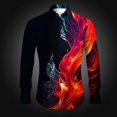 thumbnail image 1 of Camisa de hombre con estampado de llamas, para uso diario, con puños de primavera, cómoda y transpirable, talla extra grande XS-6XL, 1 of 6