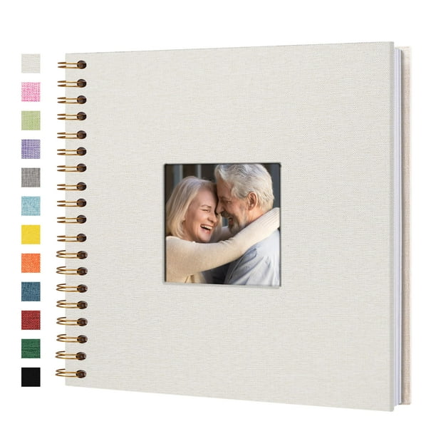 Álbum de fotos Yopih, 25 x 25 cm, funda de lino, 40 páginas