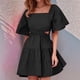 thumbnail image 1 of WILLBEST Vestidos Casuales Para Mujer Vestido De Mujer De Color Liso Con Cuello Cuadrado Y Doble Cintura Sin Mangas Vestido De Falda De Capas De Color Liso De Manga Corta, 1 of 4