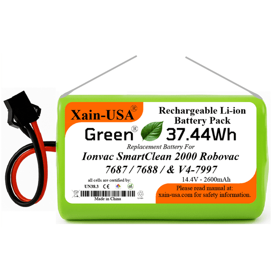 Replacement Battery for Ionvac SmartClean 2000 Robovac 7687 / 7688 and Ionvac SmartClean V4 (7997) Robot Vacuum Cleaners 14.4V - 2600mAh  (37.4Wh) with Built-in Battery Management System (BMS)