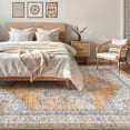 thumbnail image 4 of Toyoso 5x7 Machine Washable Area Rug, Soft Polyester Vintage Medallion Distressed Rug, Non-Slip Oriental Farmhouse Carpet for Living Room, Burnt Orange, 4 of 7