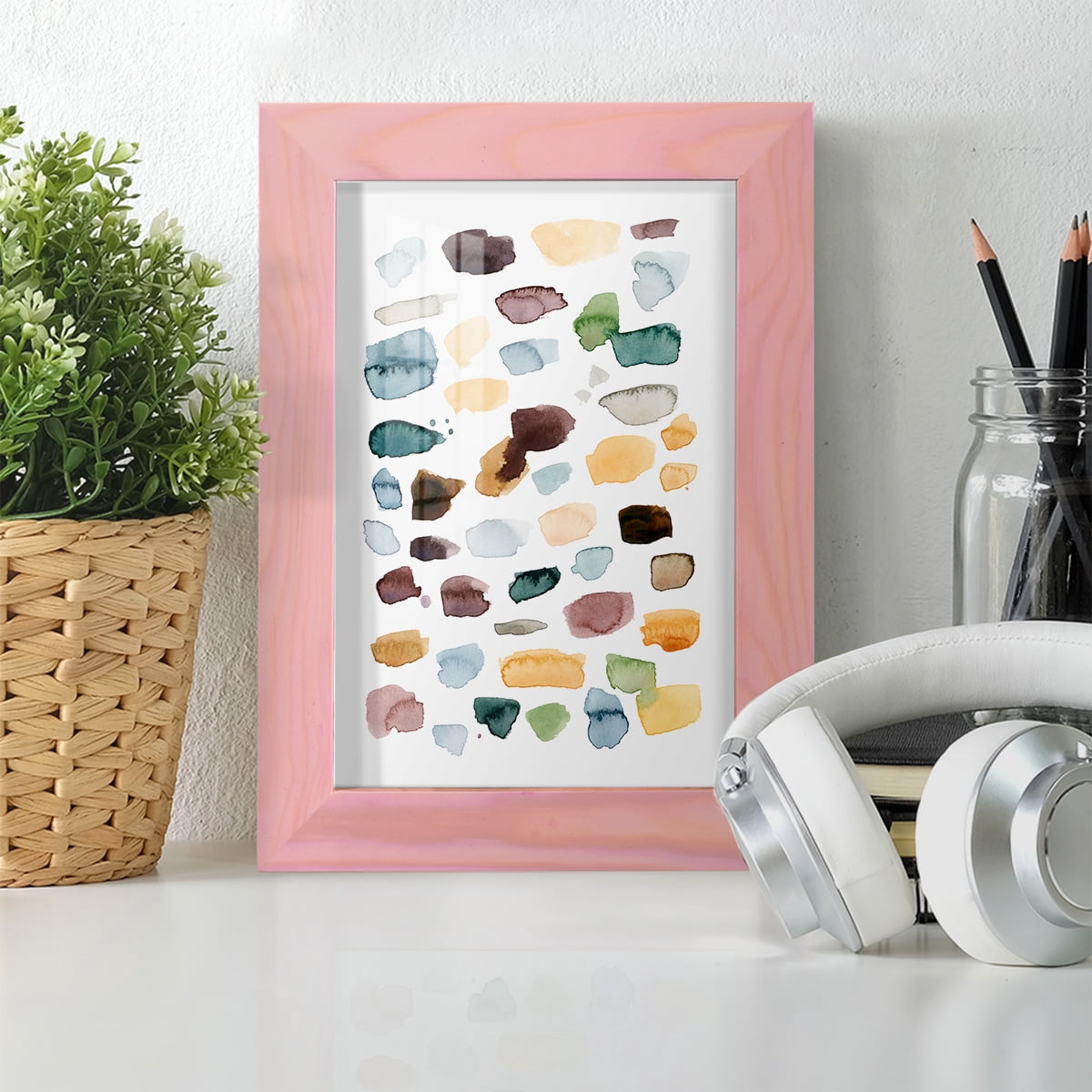 Shattered Segments II - Framed Print w/glass - Sunset Pink