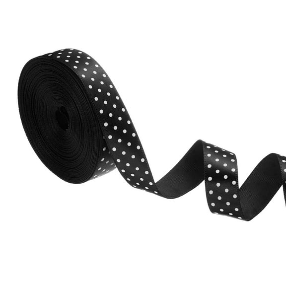 Polka Dots Grosgrain Ribbon 5/8 Inch, 10 Yard Spool for Gift Wrapping for Gift Wrapping Black