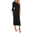 thumbnail image 2 of One Shoulder Women Elegant Knee-Length Long Party Dress, 2 of 5