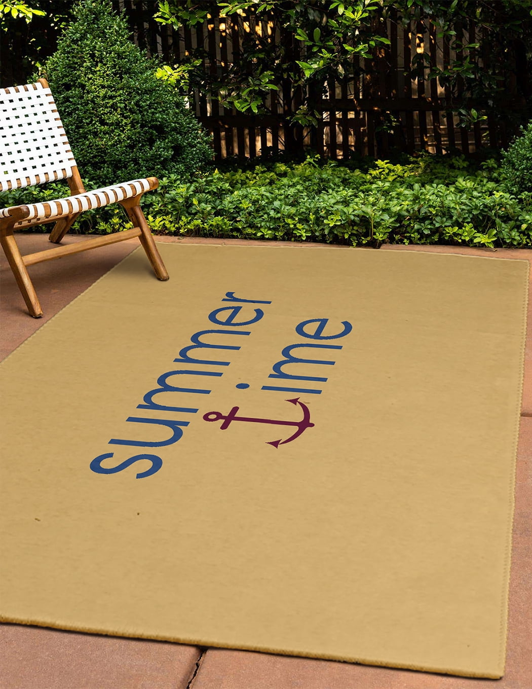 4' x 6' Simply Daisy Summer Time Anchored Beach Style Chenille Area Rug, Nautical Navy