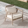 thumbnail image 3 of Patio Furniture: Wood Club Chair With Waterproof Cushion - For Garden, Backyard, Porch, Balcony 400lbs Weight Bearing, Brown Outdoor Water-repellent, Capacity, Cream,, 3 of 6