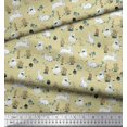thumbnail image 3 of Soimoi Beige Polyester Crepe Fabric Mushroom,Oaknut & Rabbit Animal Decor Fabric Printed BTY 42 Inch Wide, 3 of 3