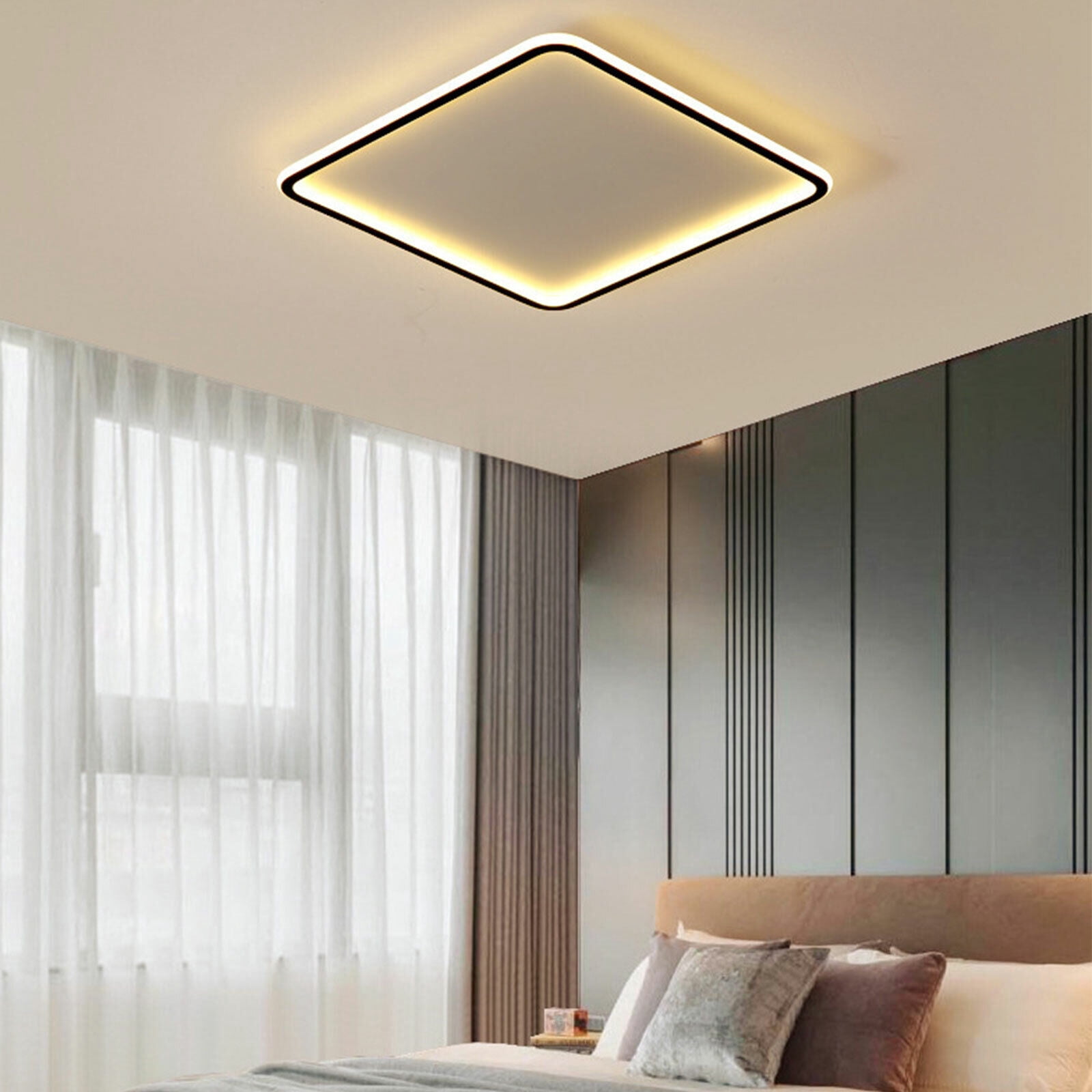 Modern Simple LED Ceiling Light Flush Mounted Kitchen Ceiling Lamp w/ Remote