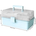 thumbnail image 4 of Pill Storage Box 3-Layer Large Capacity Box Plastic Pill Home Cosmetics Case Plastic Sundries Organizer, Heightened Style, Light Blue, 4 of 8