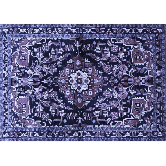 Ahgly Company Machine Washable Indoor Rectangle Persian Blue Traditional Area Rugs, 2' x 4'
