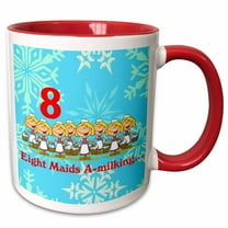 3drose, 12 Days of Christmas Eight Maids A-milking..., 11oz Two-tone Red Mug