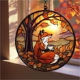 Autumn Fox Acrylic Suncatcher – Fox With Tea Faux Stained Glass ...