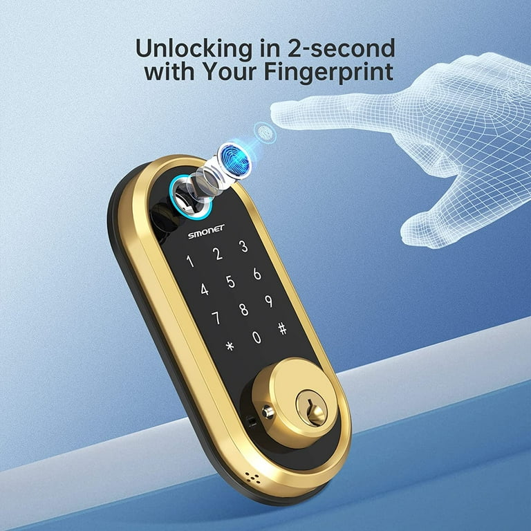 Smart Lock, SMONET Fingerprint Smart Door Lock, 5-in-1 Keyless