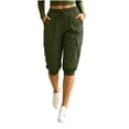thumbnail image 3 of SwiftWear Women's Cargo Capri Pants with 4 Pockets Drawstring Elastic Waist Casual Cropped Joggers, 3 of 8