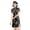 Black M, variant on Women Summer Cheongsam Stand Collar Dragon Phoenix Print Split Hem Qipao Slim Fit Retro Chinese Style Above Knee Length Wedding Party Cocktail Dress